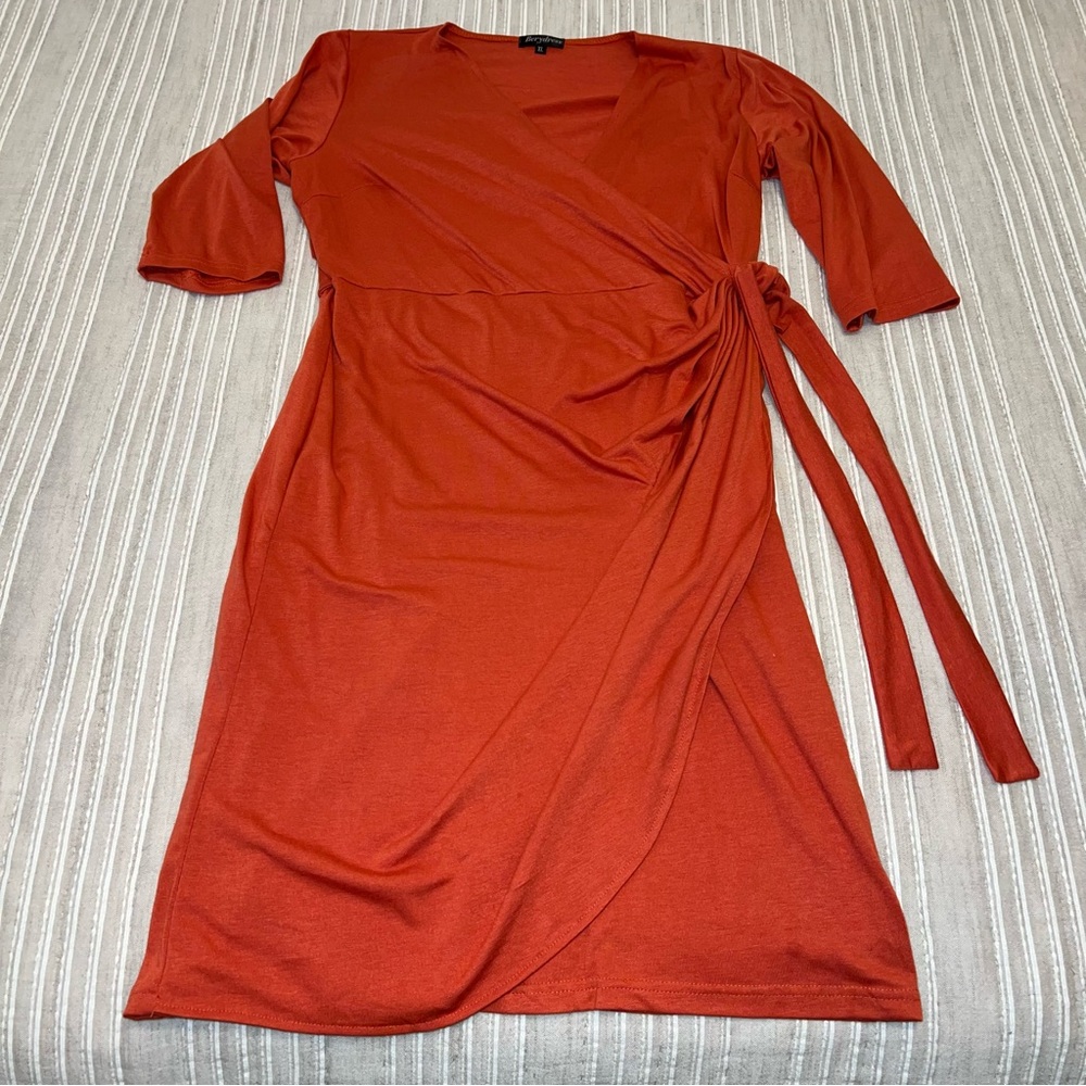 Classy 3/4 Sleeve V-Neck Slimming Knee-Length Sheath Party Work Wrap Dress